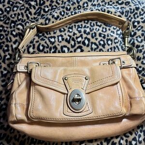 Coach legacy turn lock Tan Leather Women's shoulder purse